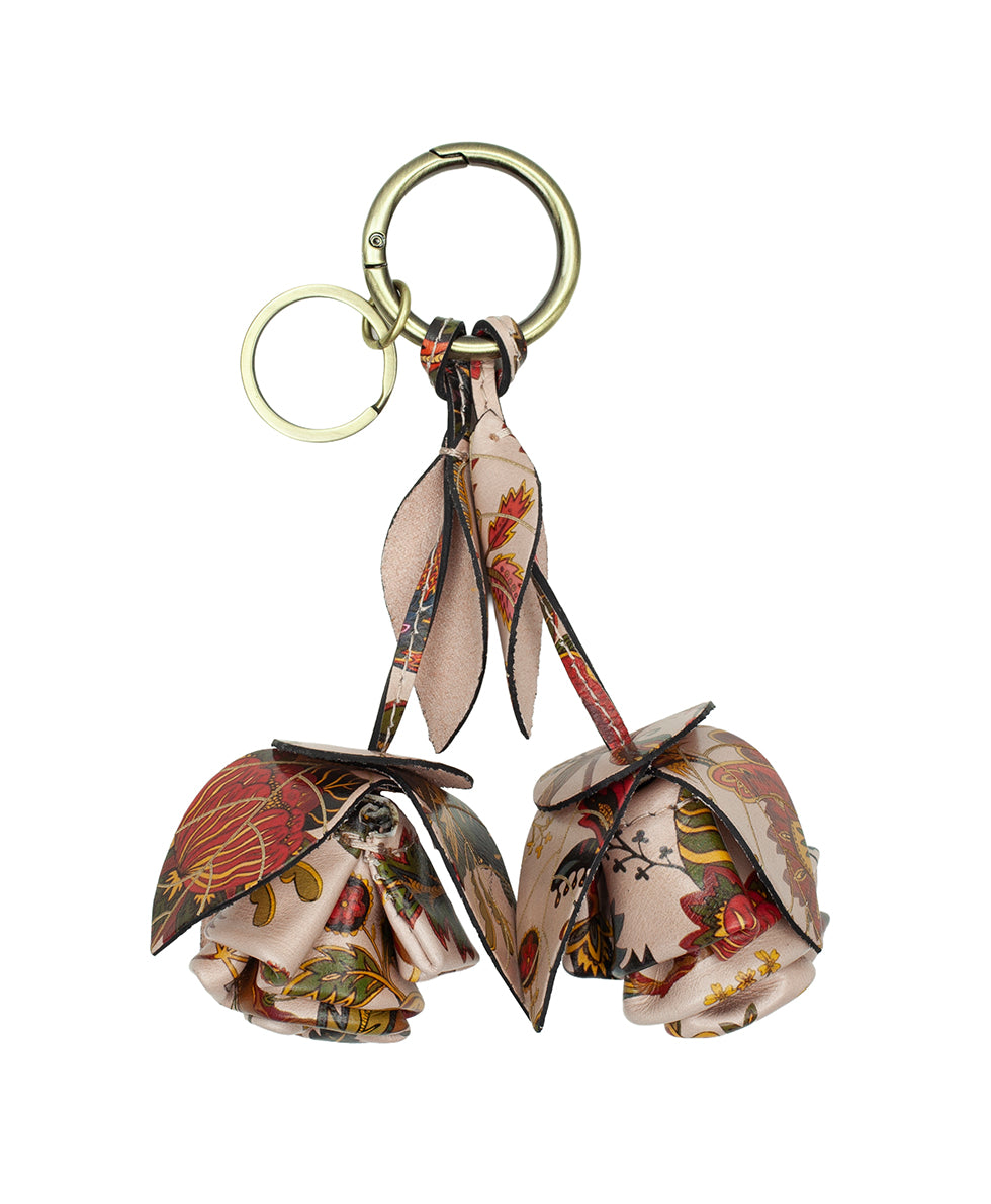 Female - Laced Rose Key Fob | Danish Floral Tapestry  | Danish Floral Tapestry - antique gold - by Patricia Nash - View 2 of 4