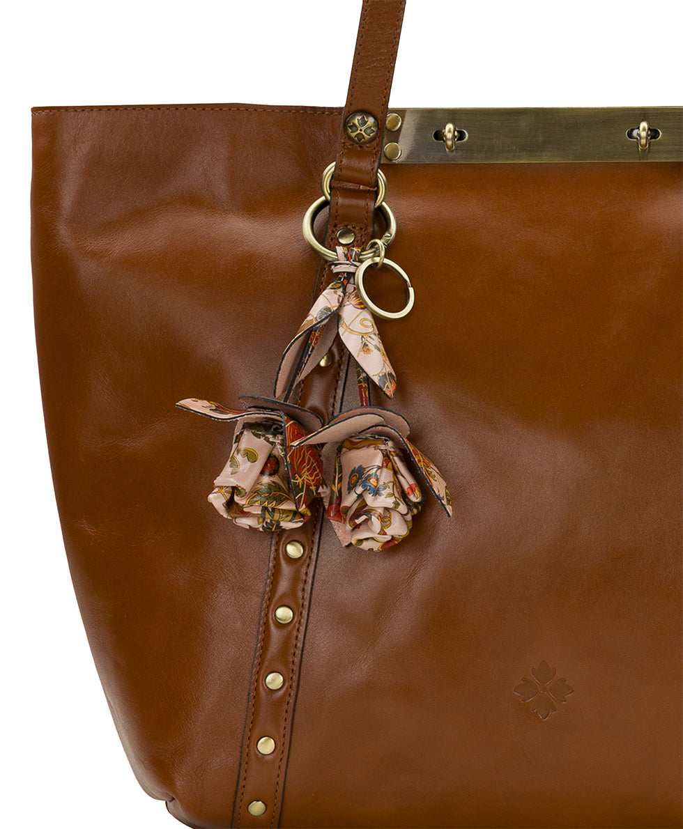 Female - Laced Rose Key Fob | Danish Floral Tapestry  | Danish Floral Tapestry - antique gold - by Patricia Nash - View 3 of 4