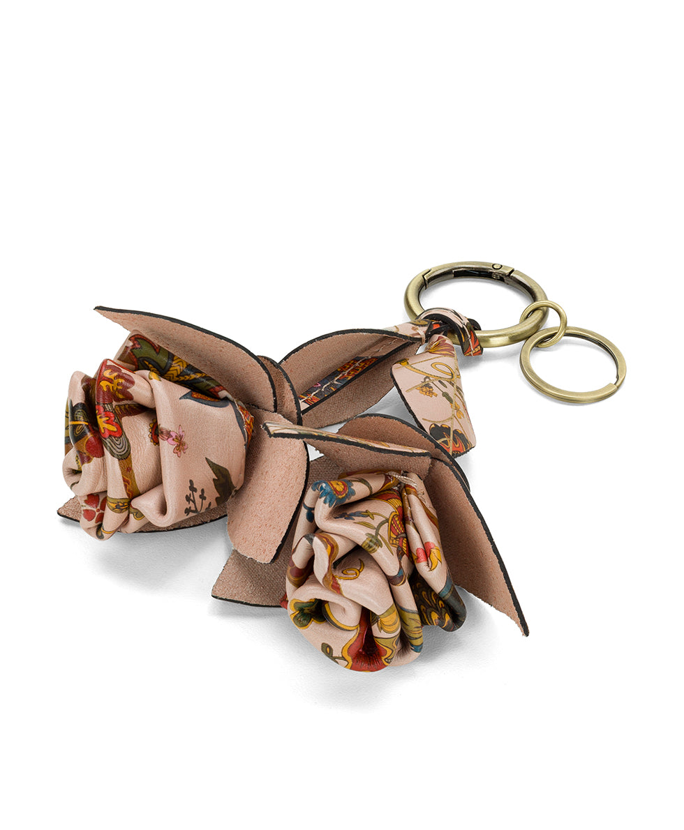 Female - Laced Rose Key Fob | Danish Floral Tapestry  | Danish Floral Tapestry - antique gold - by Patricia Nash - View 4 of 4