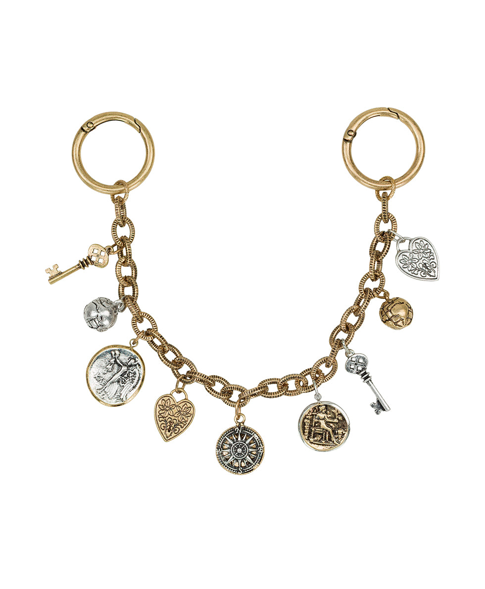 Female - Multi Charm Handbag Jewelry - Compass Collection - antique gold - by Patricia Nash - View 1 of 2