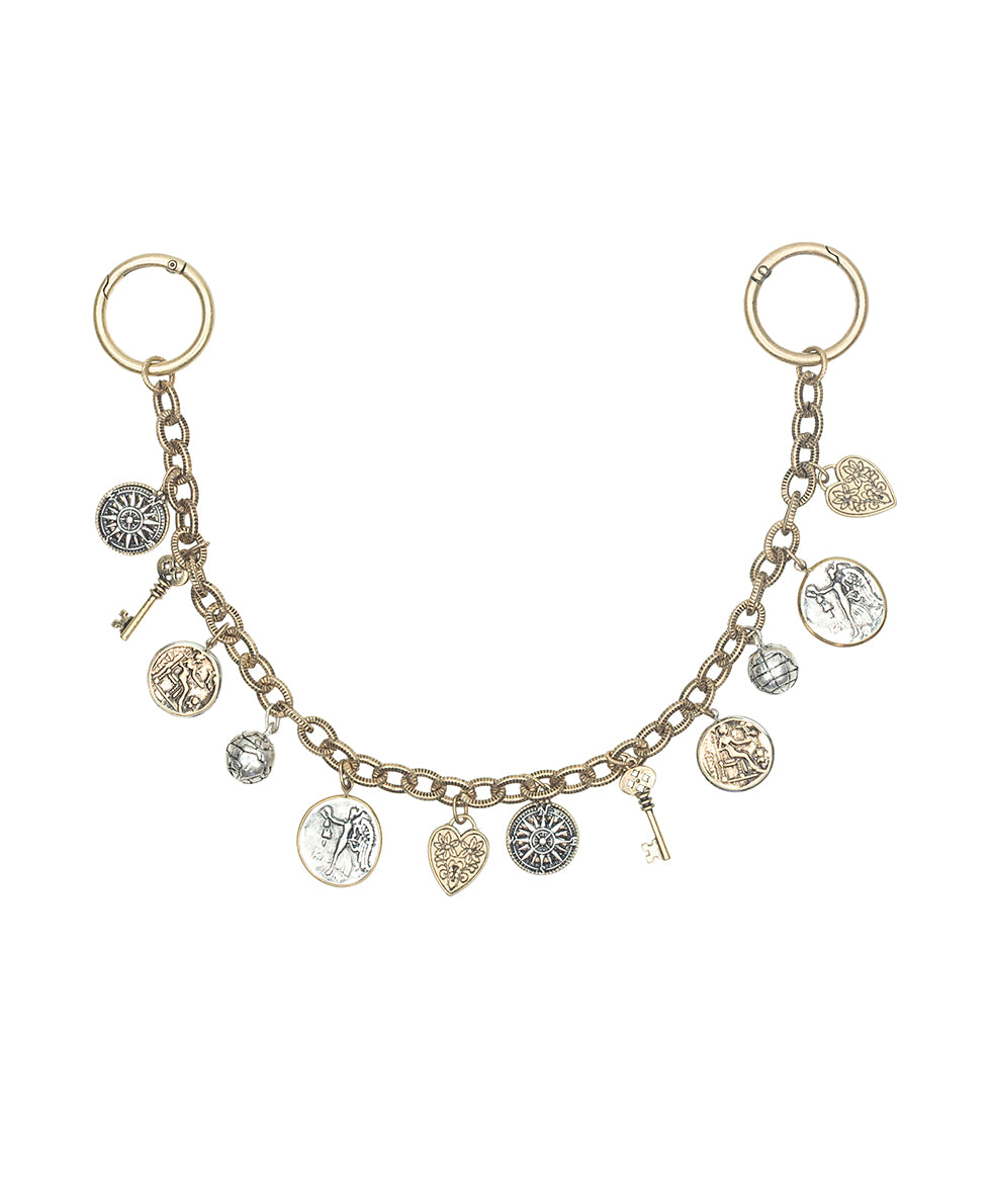 Female - Multi Charm Handbag Jewelry - Compass Collection - antique gold - by Patricia Nash - View 1 of 2