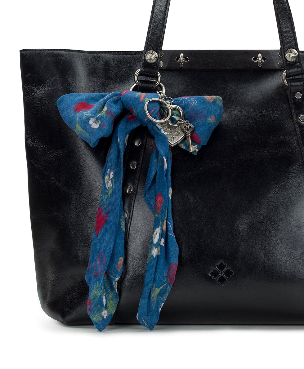 Female - Bow Scarf and Heart Lock Bag Charm - Parisian Strawberry Print - parchment strawberry - by Patricia Nash - View 2 of 2