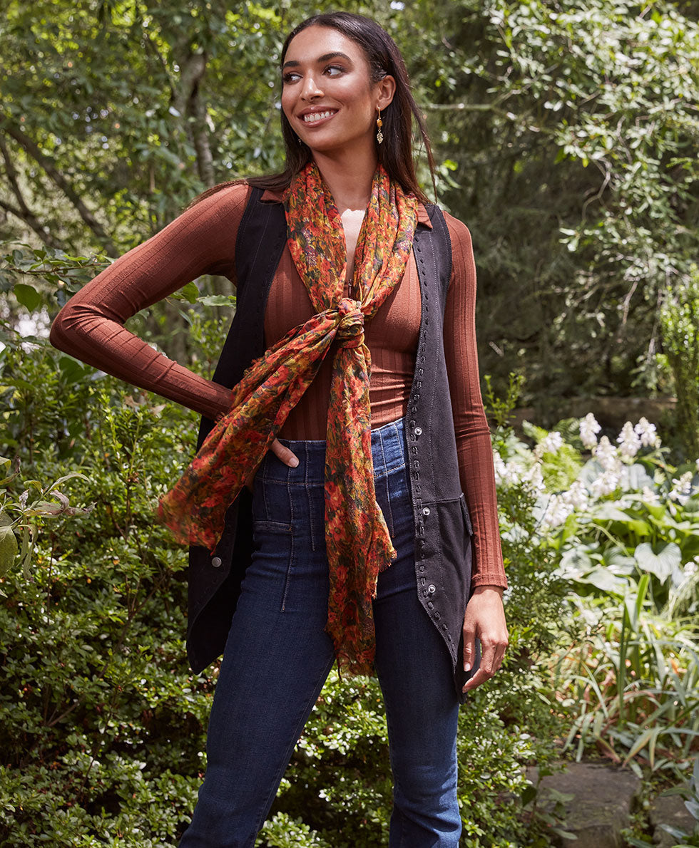 Scarf - Golden Rustic Forest - golden rusitc forest - by Patricia Nash - View 4 of 5