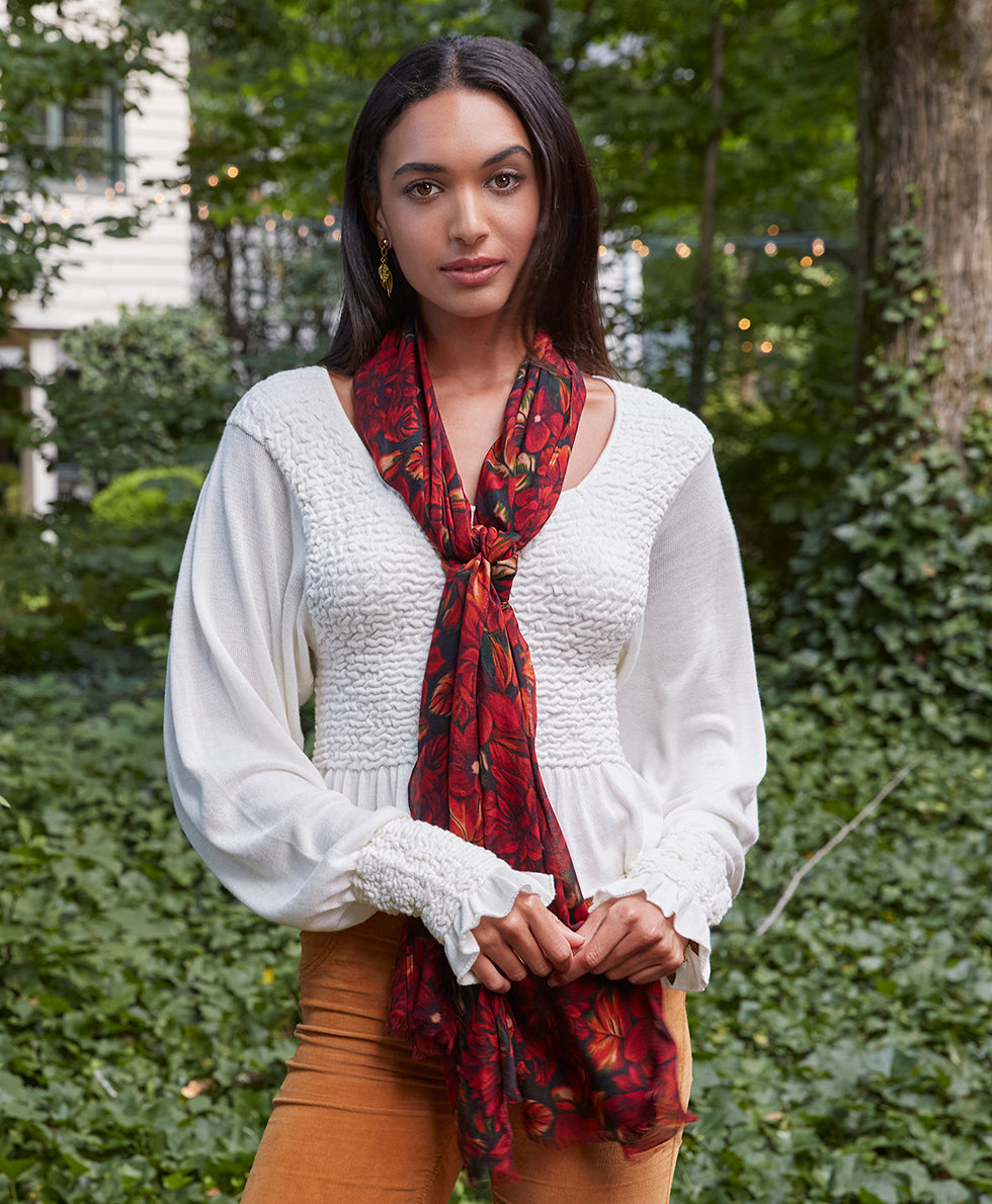 Scarf - English Rustic Mums - rustic mums - by Patricia Nash - View 4 of 4