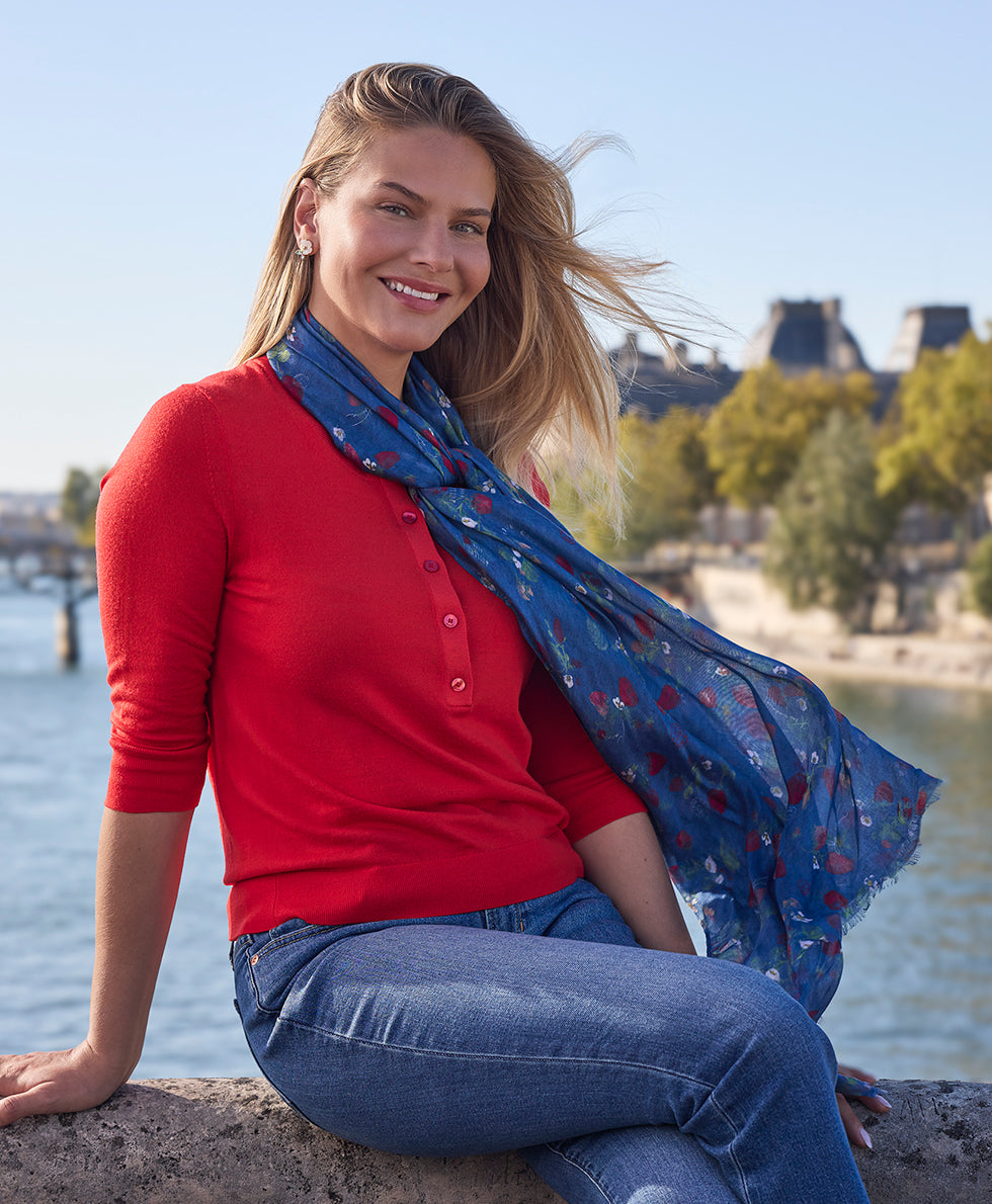 Female - Scarf - Parisian Strawberries - parchment strawberry - by Patricia Nash - View 4 of 12