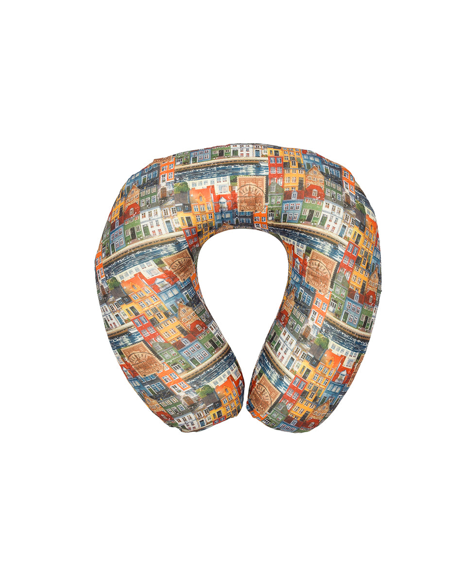 Female - Travel Pillow/Eye Mask | Homes Along The Coast of Bergen | Homes Along The Coast Of Bergen - homes along the coast of bergen - by Patricia Nash - View 2 of 5