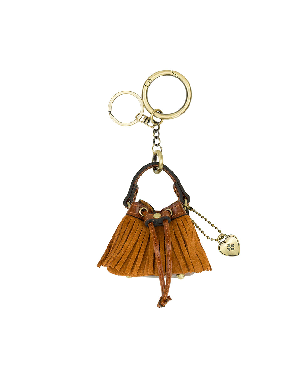 Female - Micro Elisa Bag Charm - Suede - cognac - by Patricia Nash - View 1 of 4