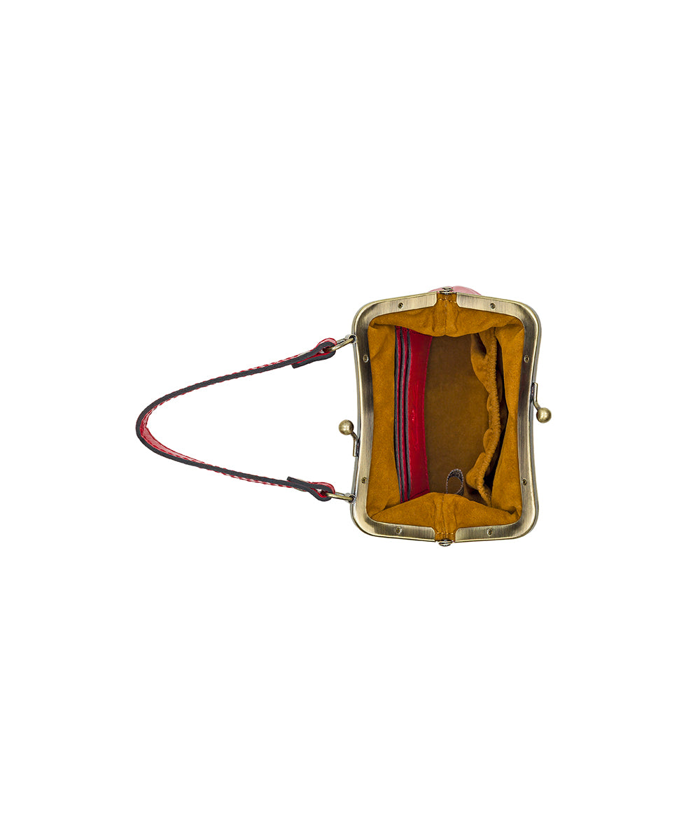 Female - Mini Laureana Chain Crossbody - Vintage Distressed Leather - scandi antique ochre - by Patricia Nash - View 5 of 5
