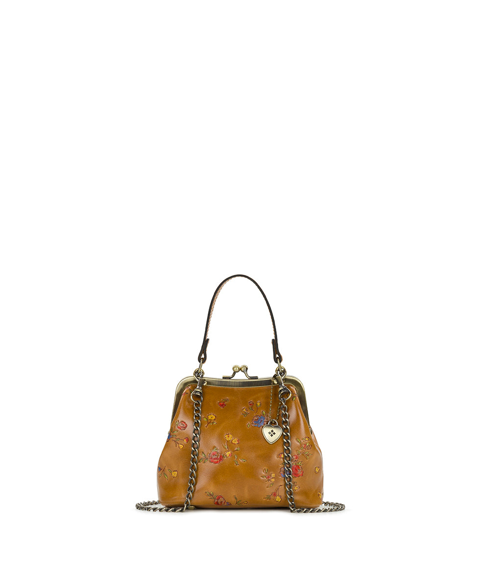 Female - Mini Laureana Chain Crossbody - Fleur de Jardin Embossed - scandi antique ochre - by Patricia Nash - View 3 of 6