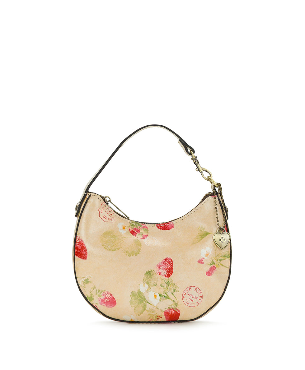 Female - Mini Morgana with Heart Charm - Parisian Strawberry Print - parchment strawberry - by Patricia Nash - View 1 of 5