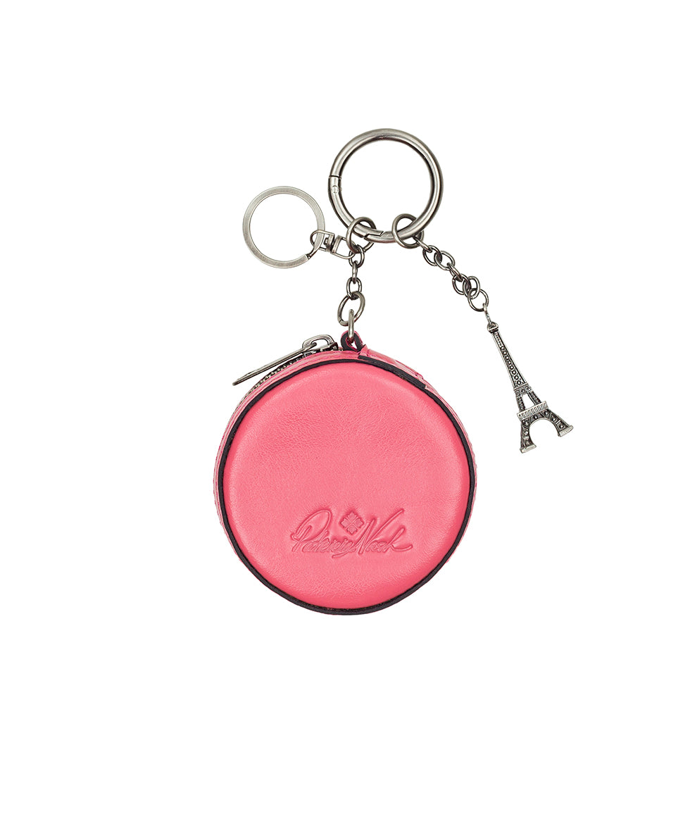 Female - Macaroon Zip Around Bag Charm - Vintage Distressed Leather - petal pink - by Patricia Nash - View 2 of 6