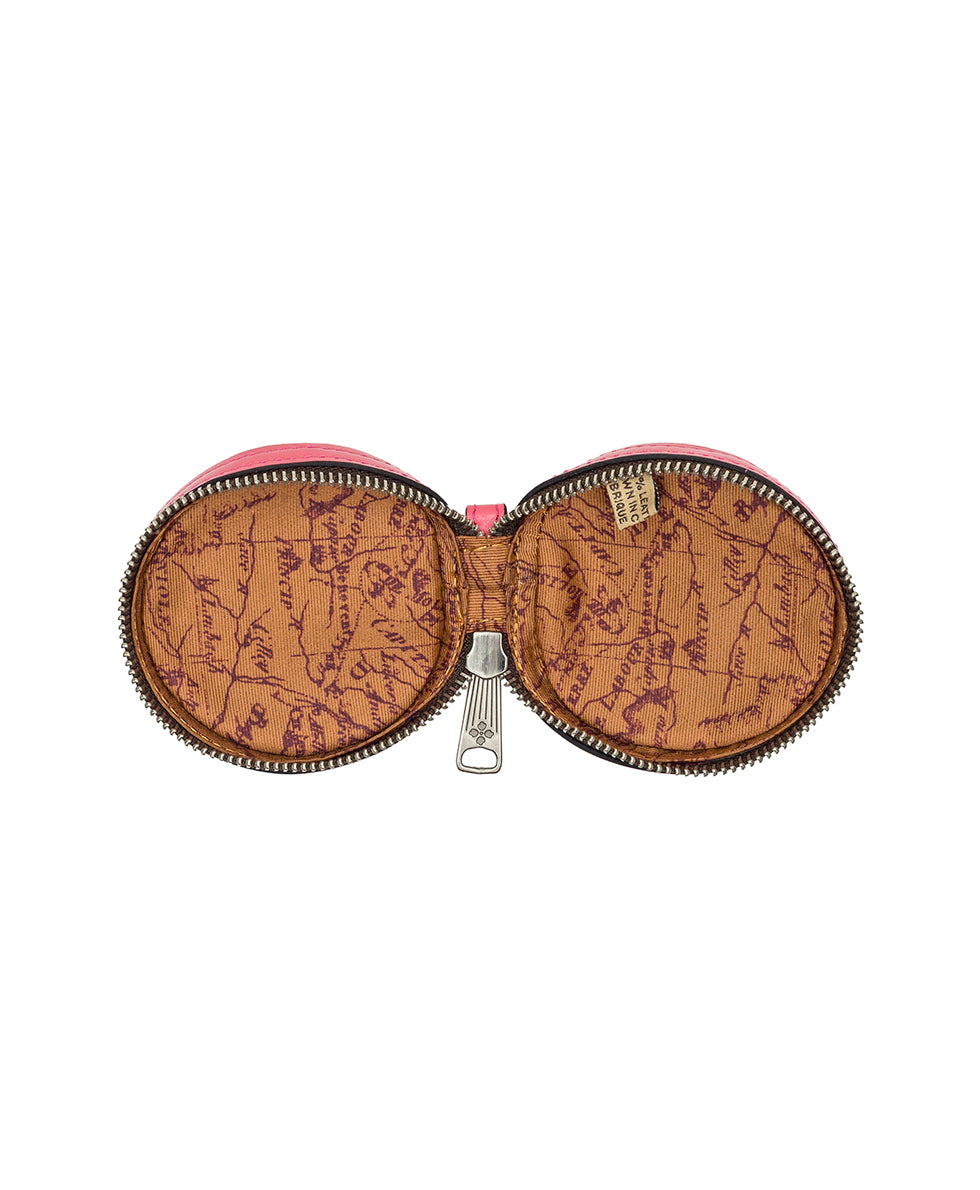 Female - Macaroon Zip Around Bag Charm - Vintage Distressed Leather - petal pink - by Patricia Nash - View 3 of 6