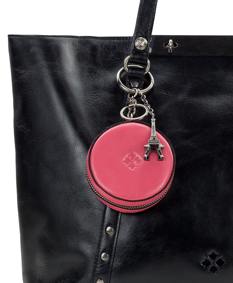 Female - Macaroon Zip Around Bag Charm - Vintage Distressed Leather - petal pink - by Patricia Nash - View 4 of 6