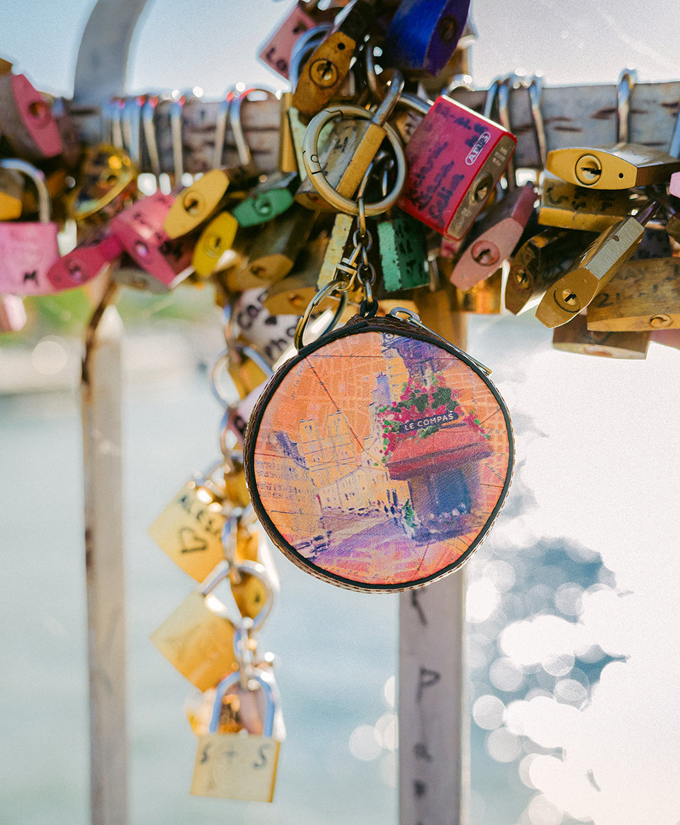 Female - Macaroon Zip Around Bag Charm - Paris Map - paris map - by Patricia Nash - View 5 of 6