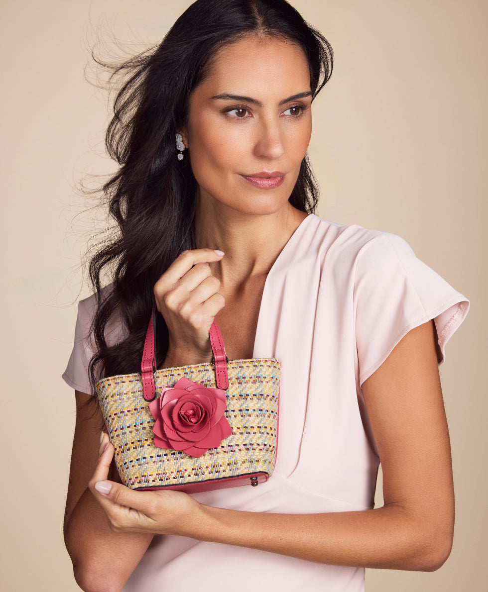 Female - Mini Verzi Chain Crossbody - Rose Spanish Raffia - petal pink - by Patricia Nash - View 6 of 6