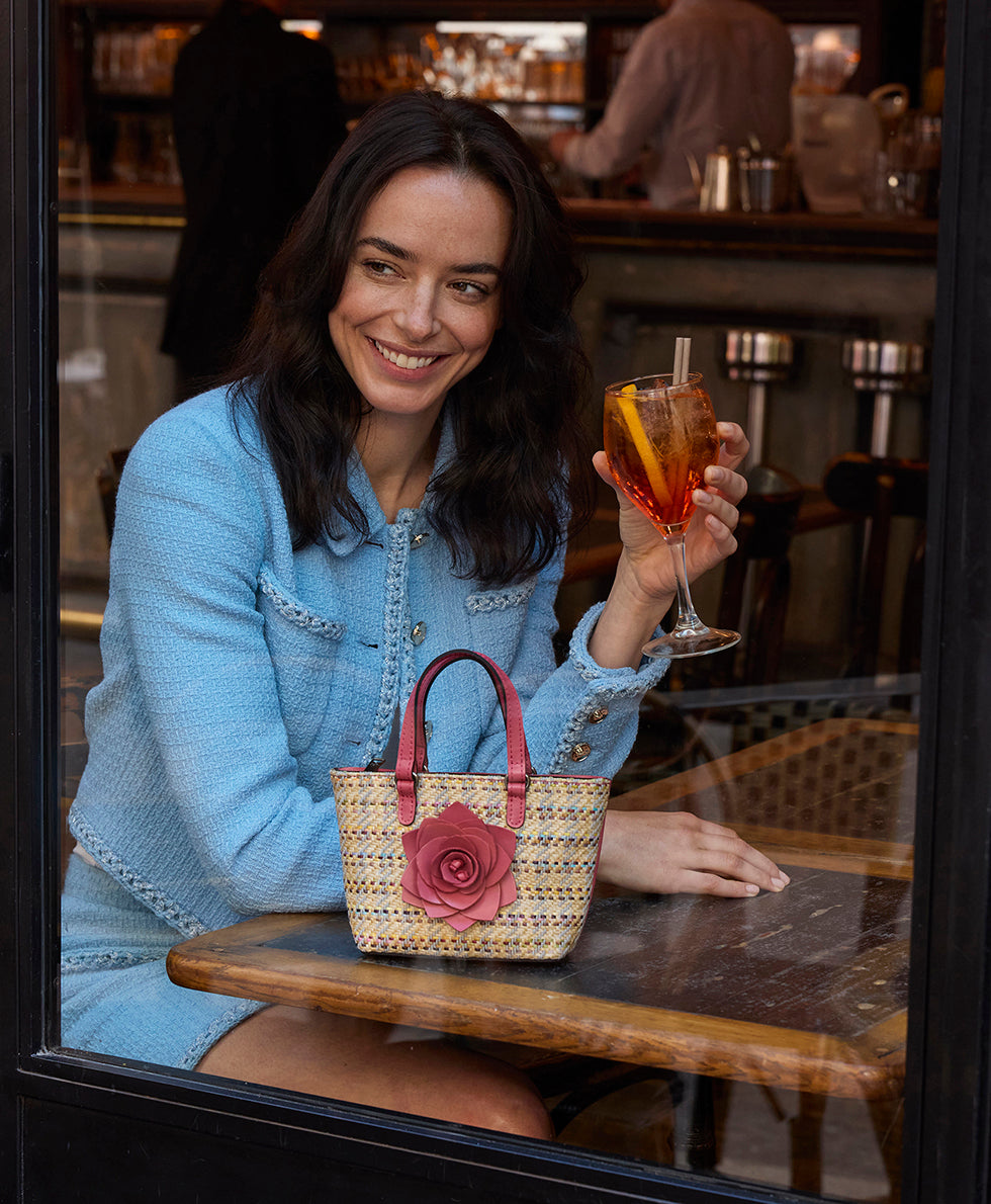 Mini Verzi Chain Crossbody - Rose Spanish Raffia – Patricia Nash