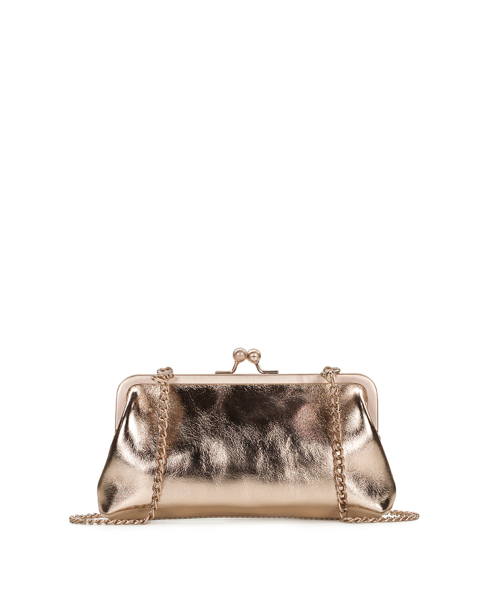Female - Mini Potenaz W/ Chain Crossbody | Vintage Distressed Metallic | Champagne - champagne - by Patricia Nash - View 1 of 4