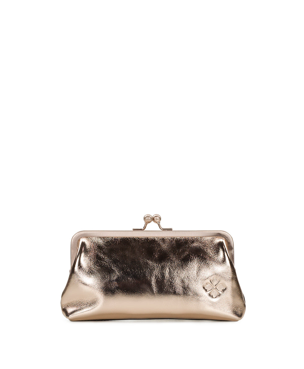 Female - Mini Potenaz W/ Chain Crossbody | Vintage Distressed Metallic | Champagne - champagne - by Patricia Nash - View 2 of 4
