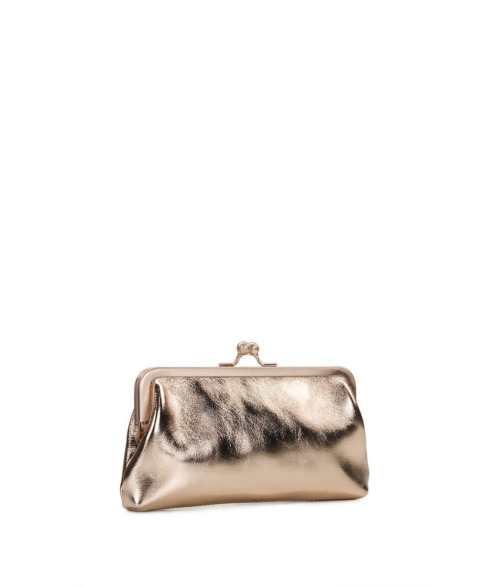 Female - Mini Potenaz W/ Chain Crossbody | Vintage Distressed Metallic | Champagne - champagne - by Patricia Nash - View 3 of 4