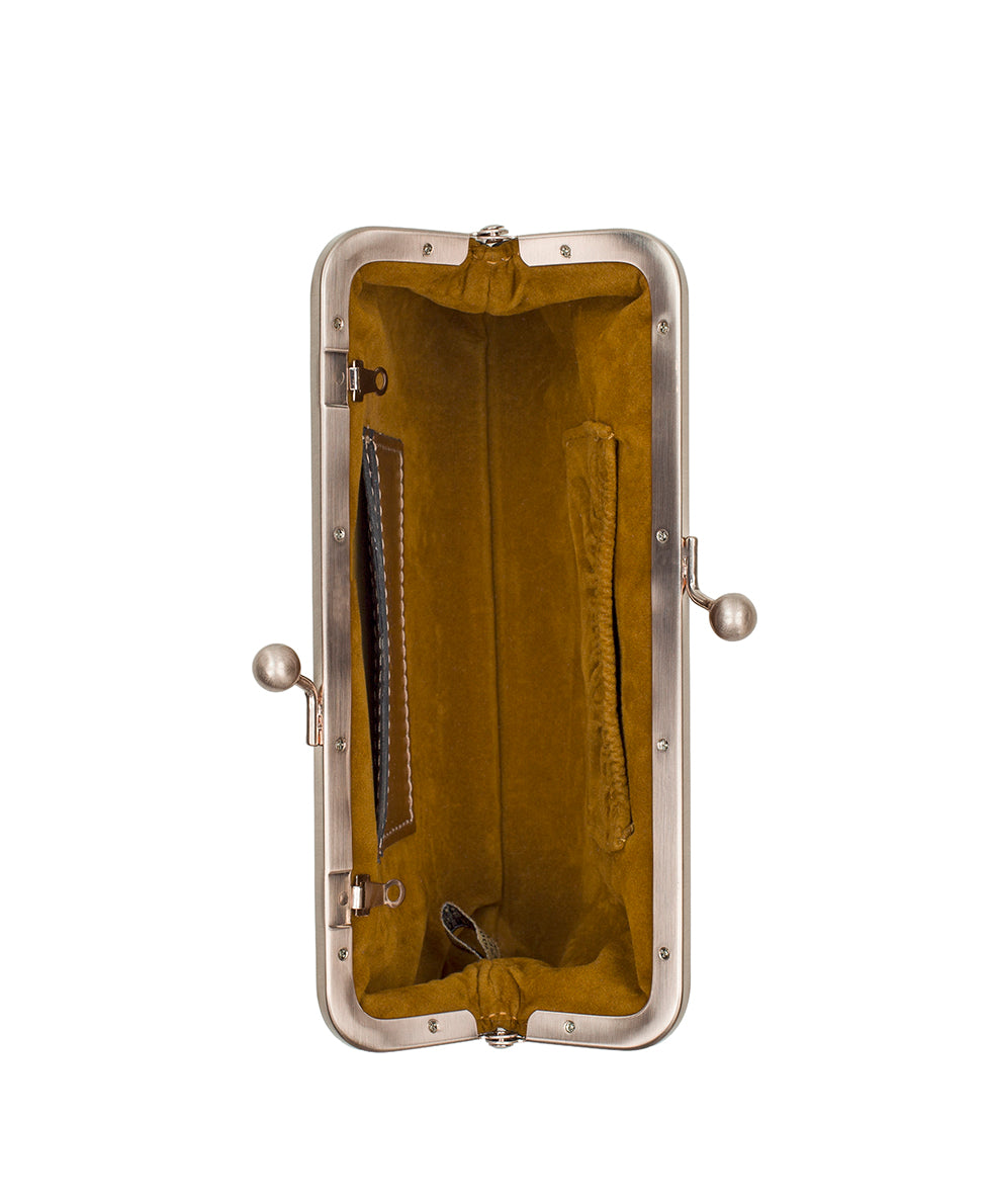 Female - Mini Potenaz W/ Chain Crossbody | Vintage Distressed Metallic | Champagne - champagne - by Patricia Nash - View 4 of 4