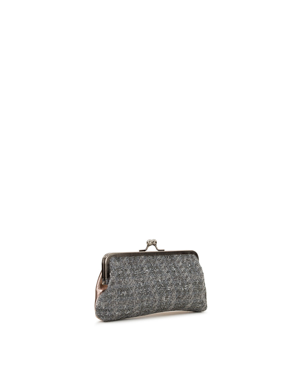 Female - Mini Potenaz Chain Crossbody | Metallic Tweed | Grey - antique bronze - by Patricia Nash - View 3 of 4