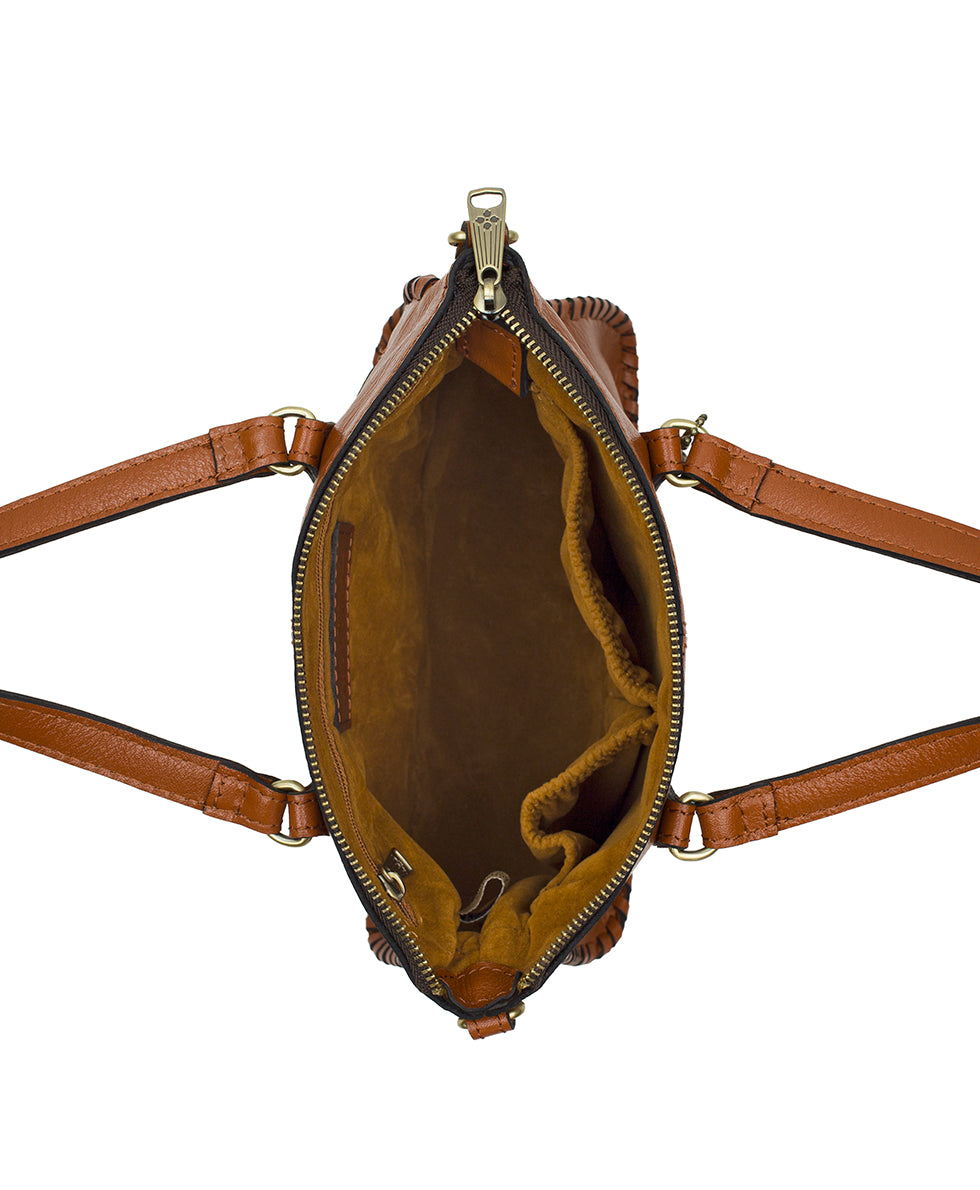 Female - Mini Briona W/ Leather Crossbody | Rugged Natural Grain | Cognac - cognac - by Patricia Nash - View 5 of 5
