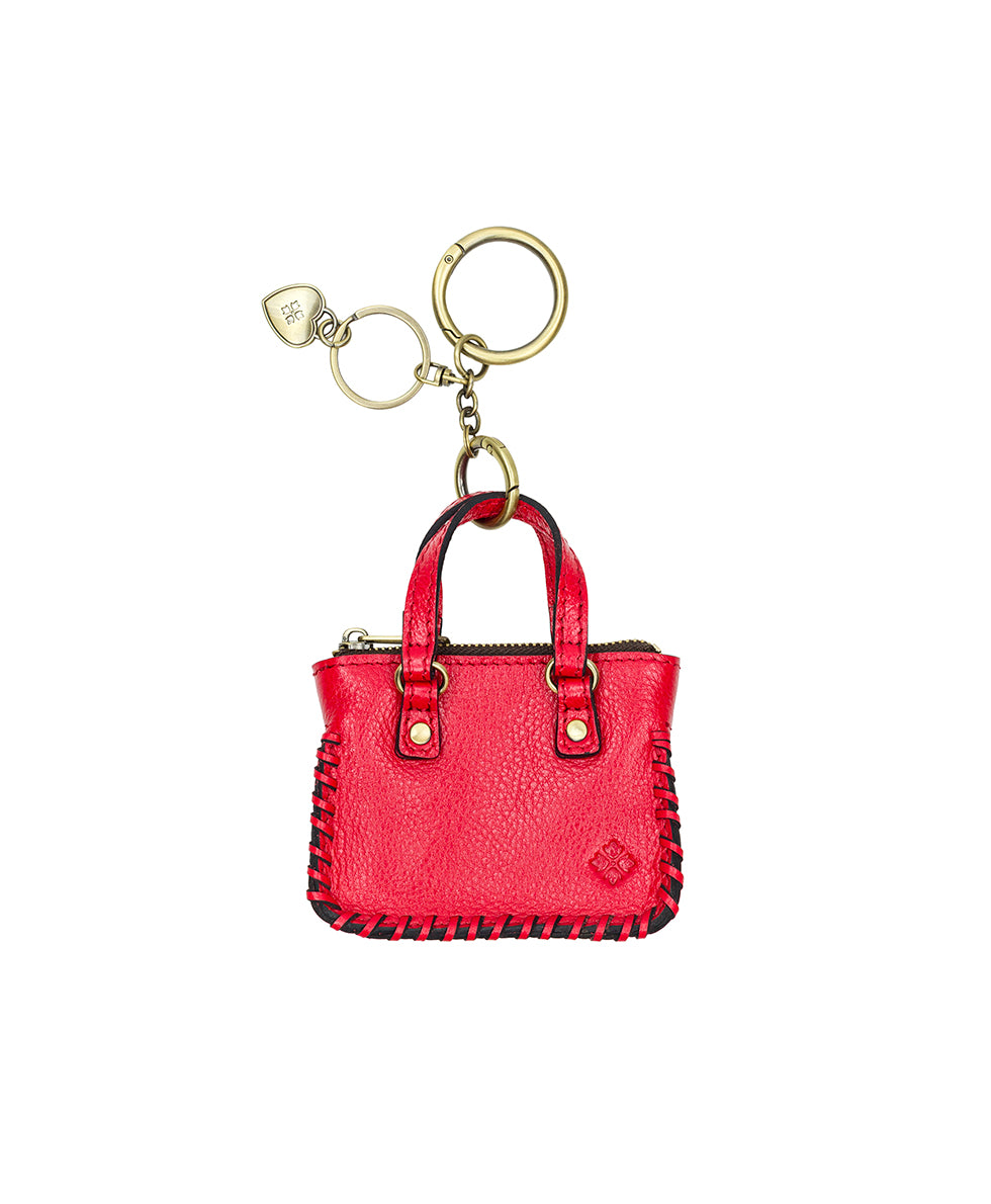 Female - Micro Brenna Bag Charm - Rugged Natural Grain Leather - strawberry - by Patricia Nash - View 1 of 4