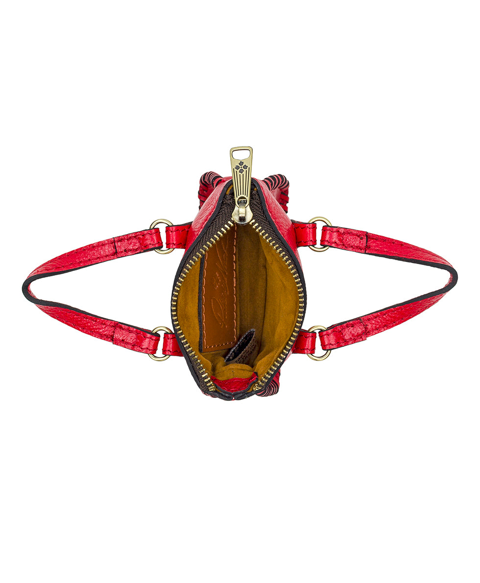 Female - Micro Brenna Bag Charm - Rugged Natural Grain Leather - strawberry - by Patricia Nash - View 3 of 4