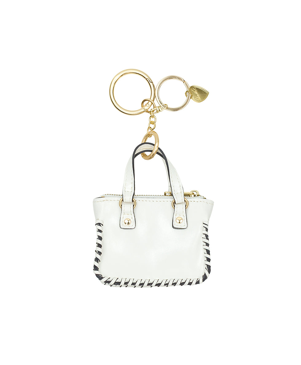 Female - Micro Brenna Bag Charm - Vintage Glazed Leather - meringue - by Patricia Nash - View 2 of 5