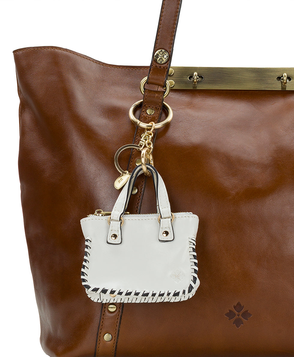 Female - Micro Brenna Bag Charm - Vintage Glazed Leather - meringue - by Patricia Nash - View 5 of 5