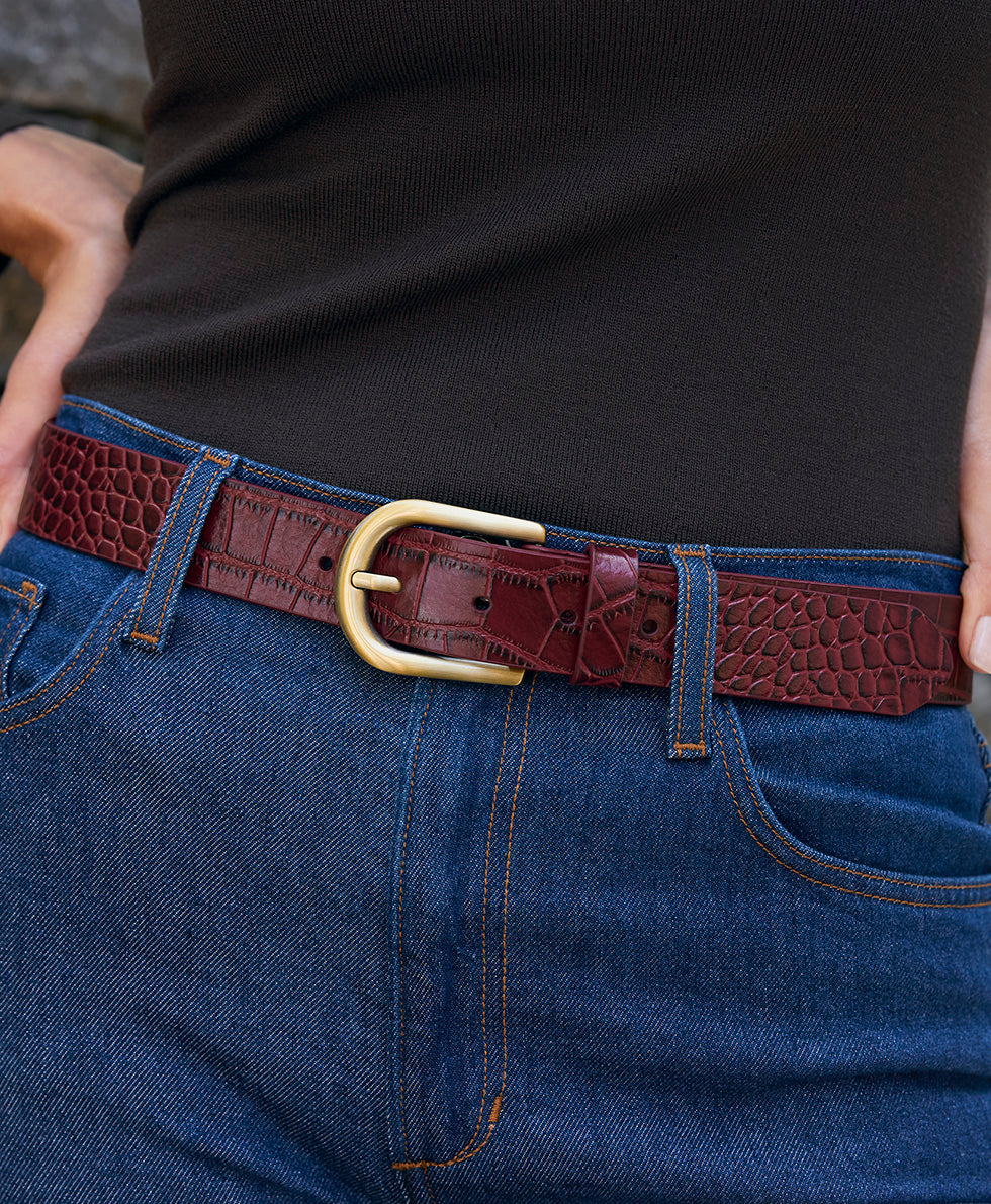 Vietri Belt - Croc - Oxblood – Patricia Nash