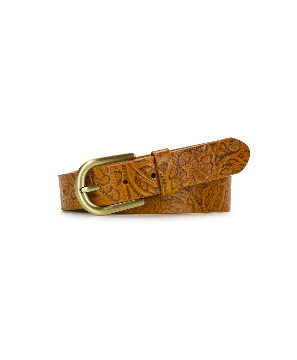 Female - Vietri Belt | Brazilian Supple Tooled | Light Tan - by Patricia Nash - View 1 of 4