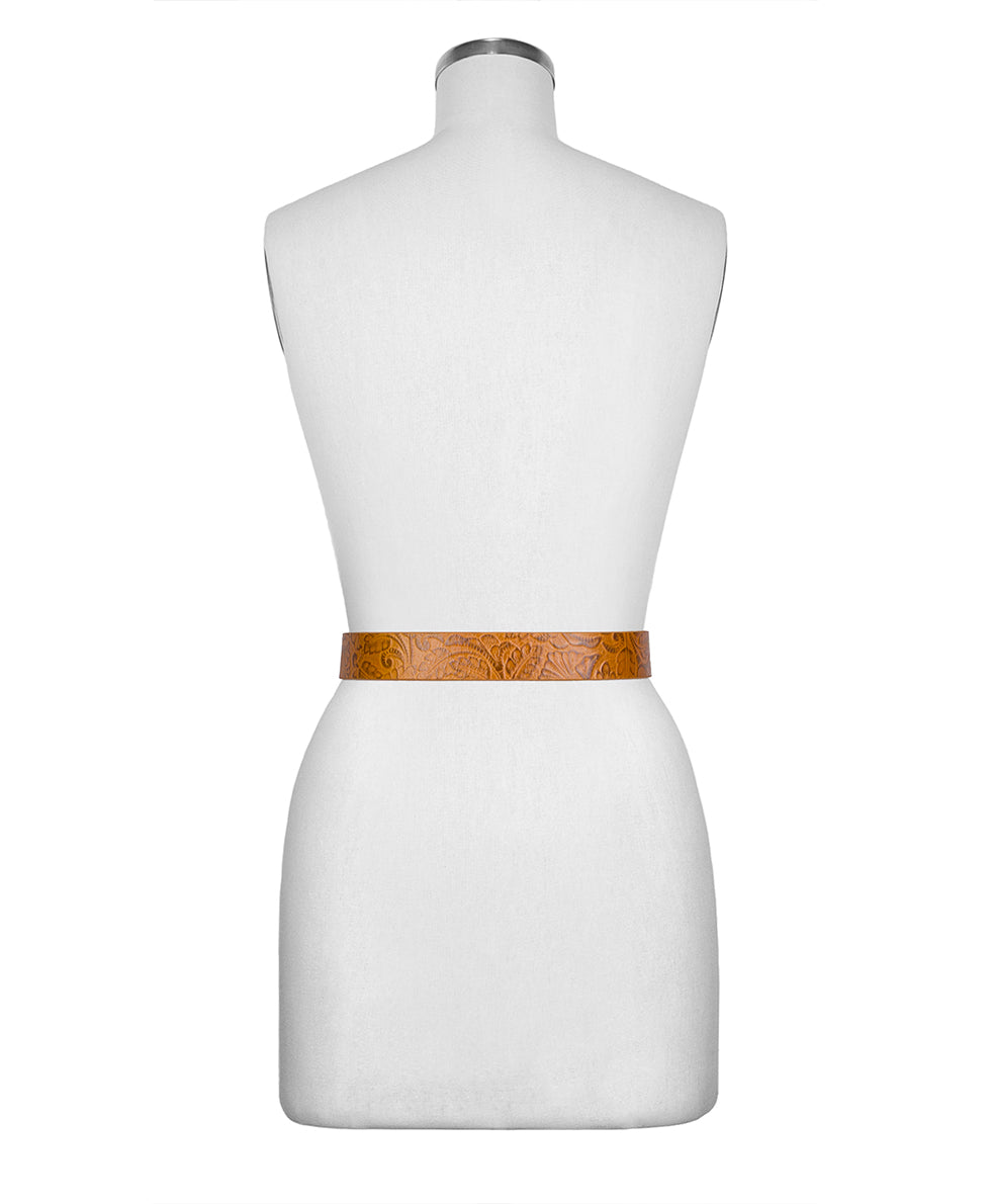 Female - Vietri Belt | Brazilian Supple Tooled | Light Tan - by Patricia Nash - View 4 of 4