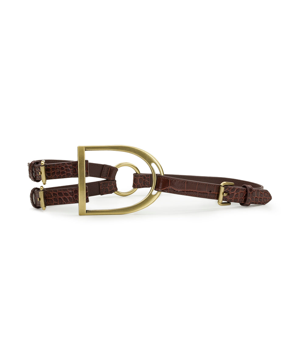 Female - Tuscana Belt - Vintage Distressed Croc Leather ‑ British Tan - by Patricia Nash - View 1 of 6