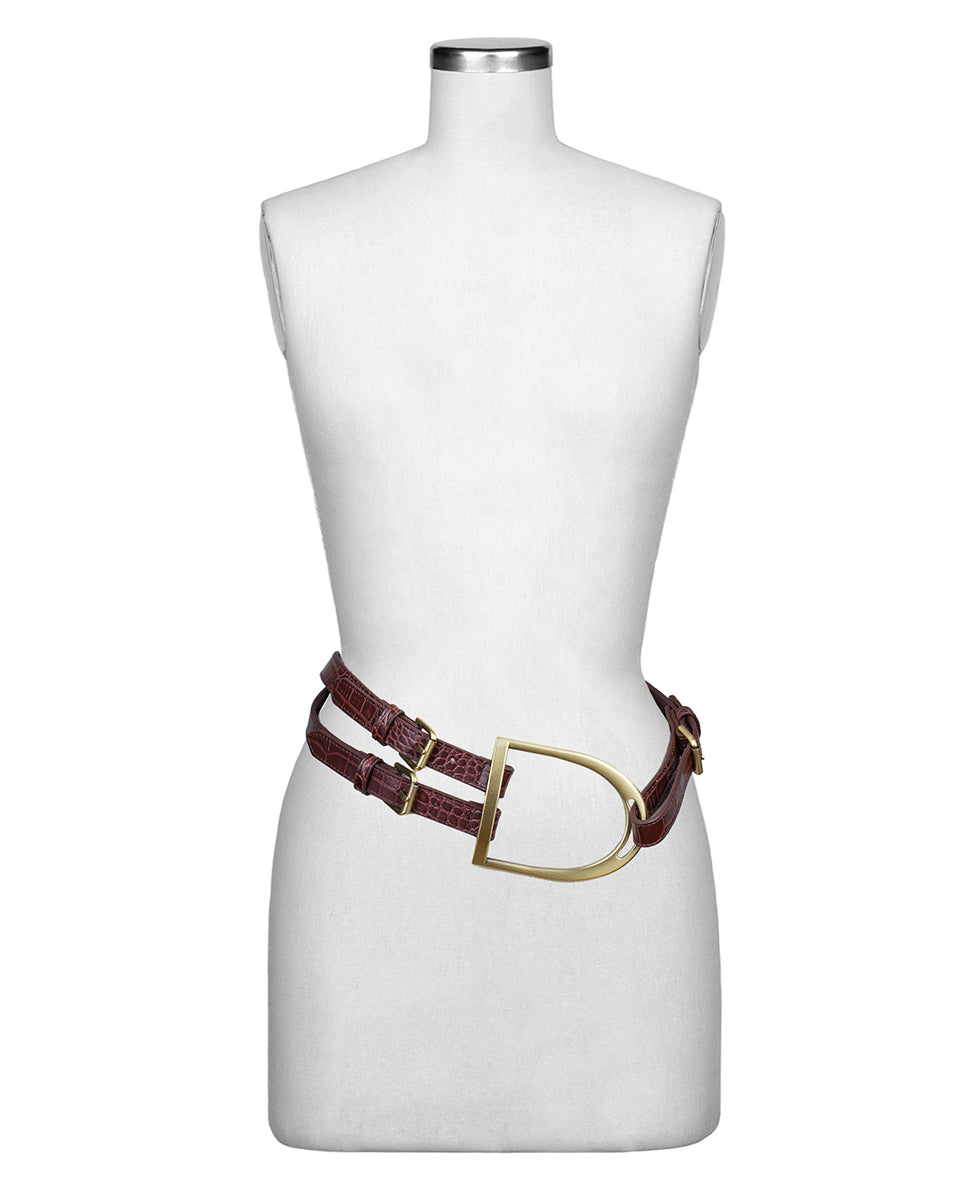 Female - Tuscana Belt - Vintage Distressed Croc Leather ‑ British Tan - by Patricia Nash - View 5 of 6
