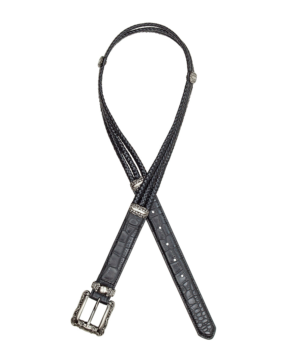 Female - Barni Belt - Vintage Distressed Croc Leather ‑ Black - by Patricia Nash - View 2 of 3