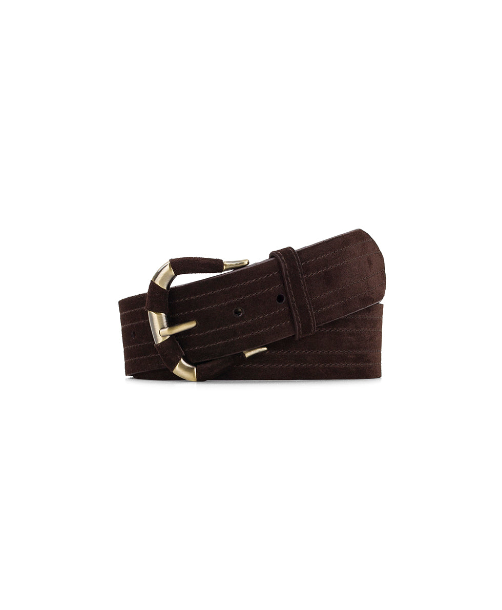 Female - Lars Belt | Burnished Suede | Chocolate - by Patricia Nash - View 1 of 4