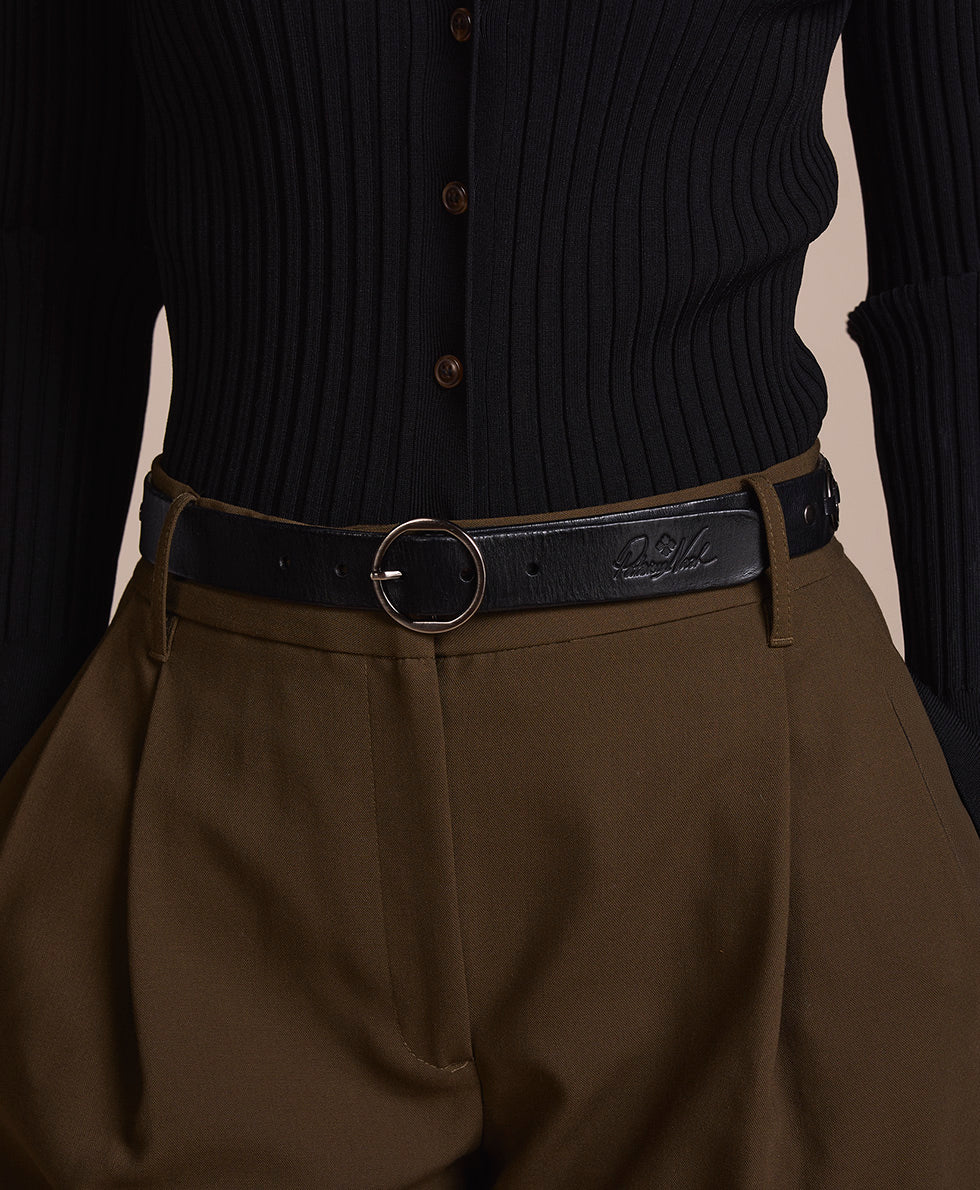 Female - Erland Belt | Burnished Leather | Black - by Patricia Nash - View 2 of 6