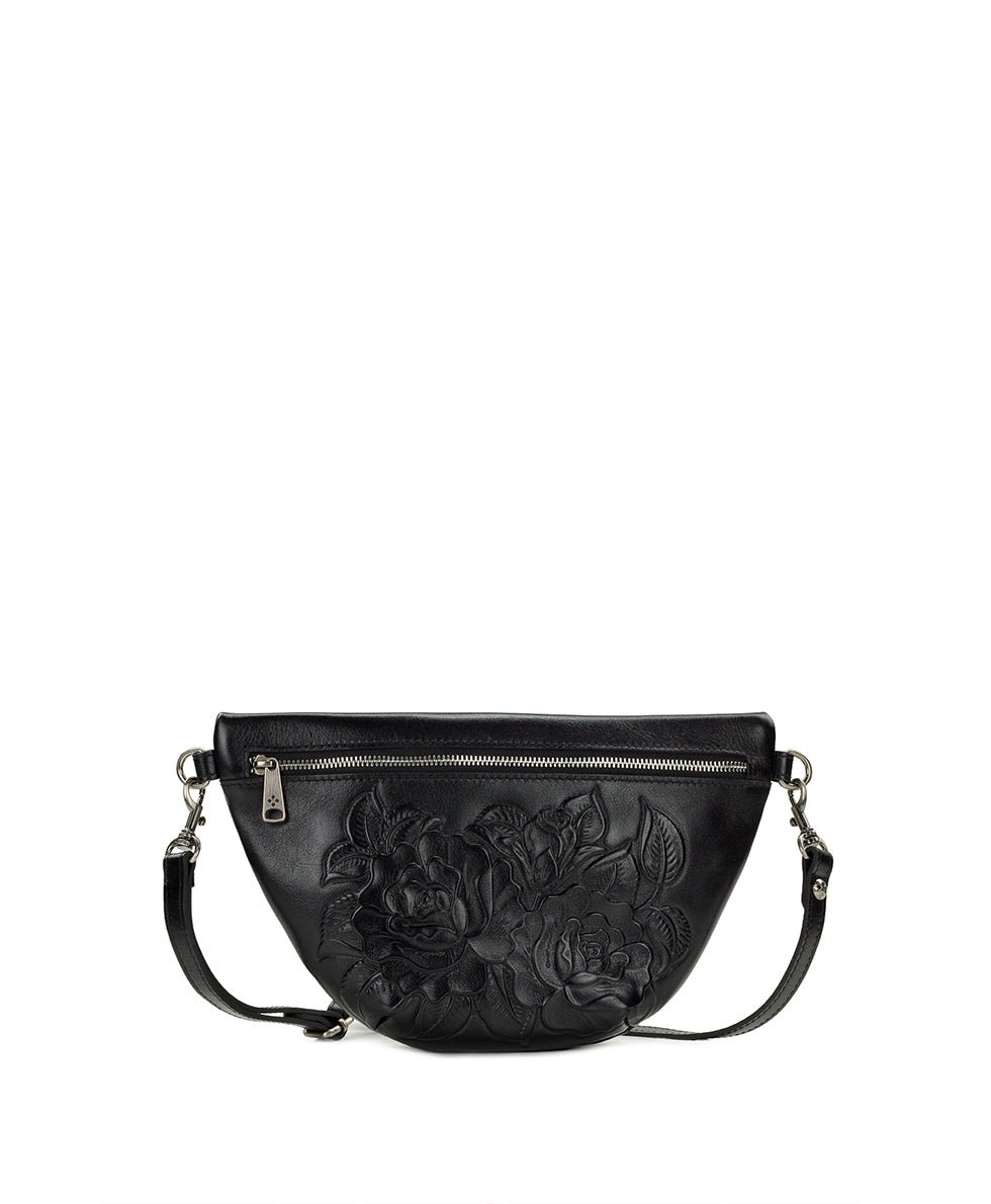 Female - Tinchi Belt Bag | Vattaro Rose Tooled | Black - black - by Patricia Nash - View 1 of 6