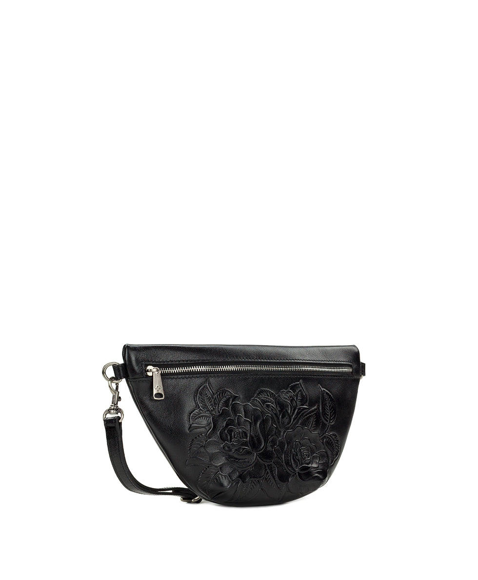Female - Tinchi Belt Bag | Vattaro Rose Tooled | Black - black - by Patricia Nash - View 4 of 6