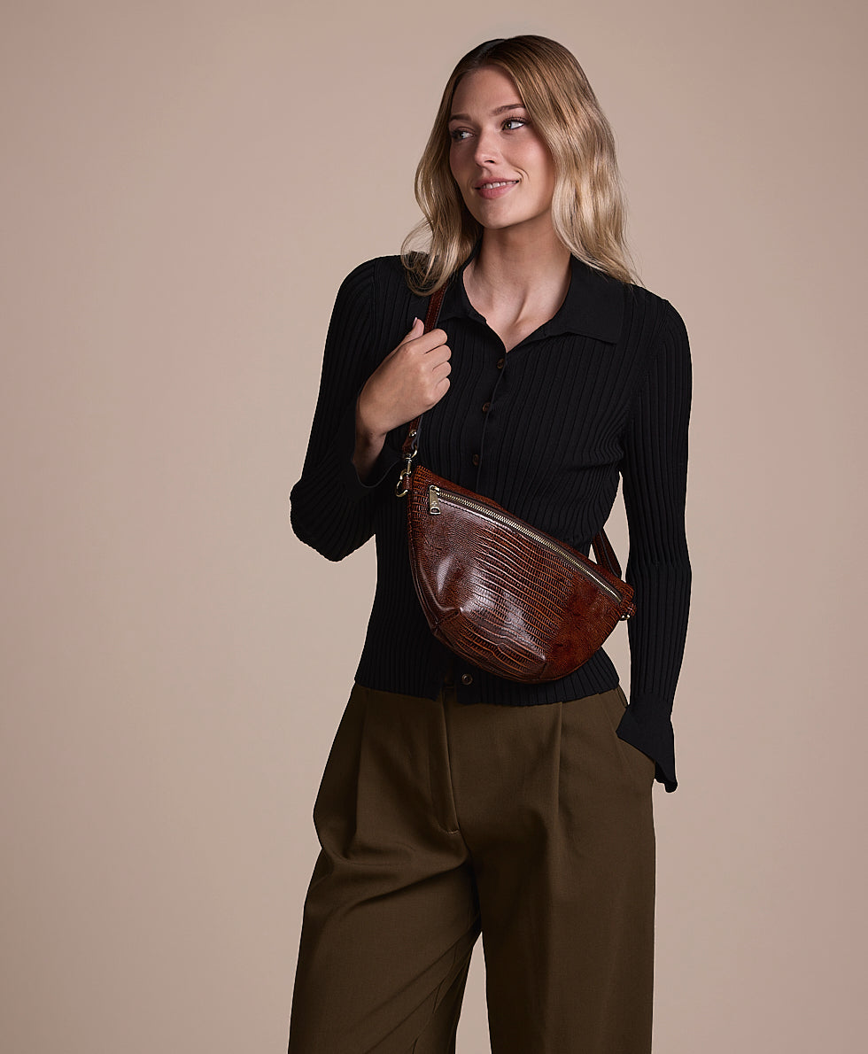 Female - Tinchi Belt Bag | Lizard | Cognac - cognac - by Patricia Nash - View 6 of 8