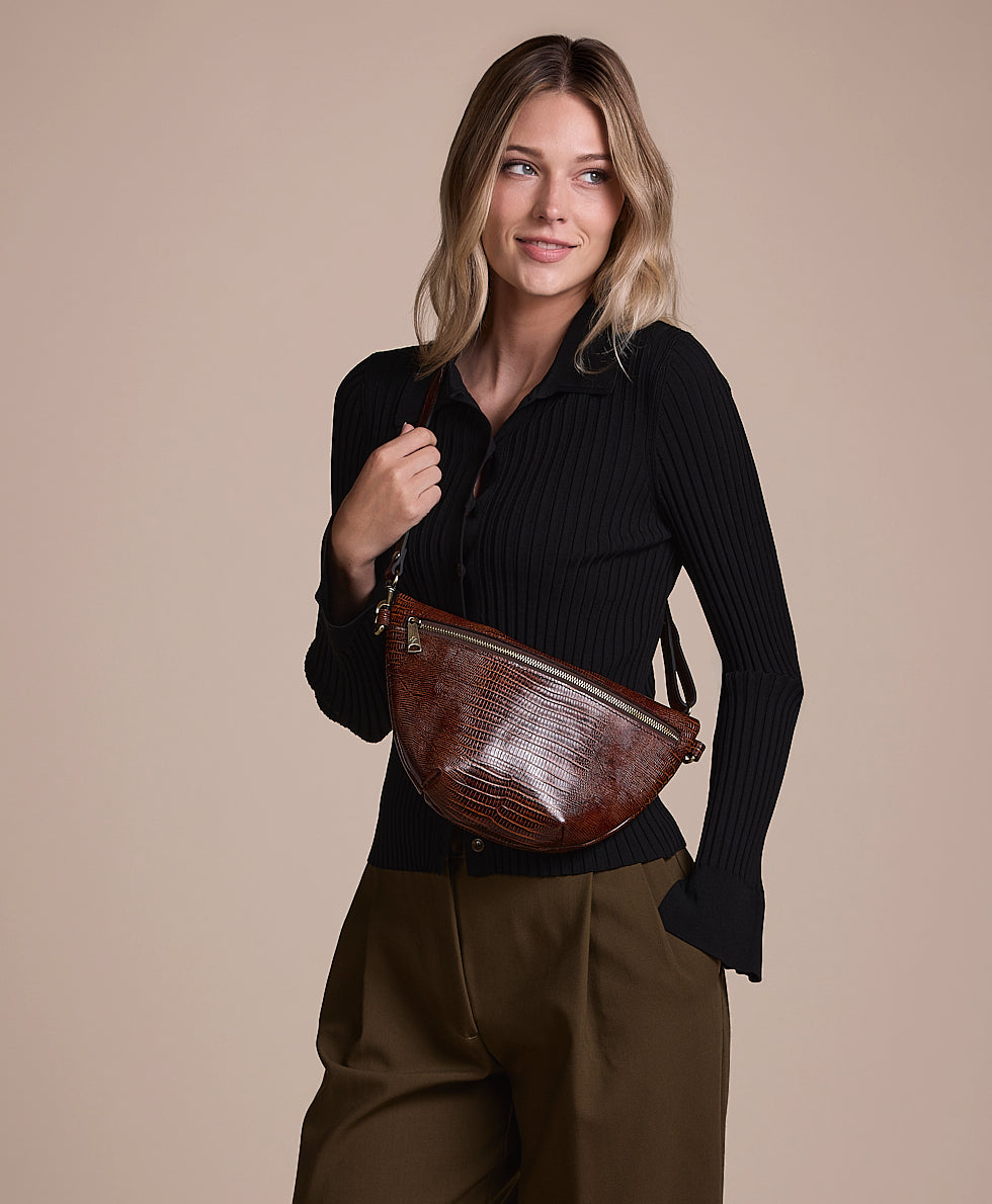 Female - Tinchi Belt Bag | Lizard | Cognac - cognac - by Patricia Nash - View 7 of 8