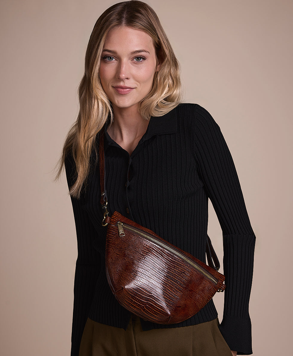 Female - Tinchi Belt Bag | Lizard | Cognac - cognac - by Patricia Nash - View 2 of 8