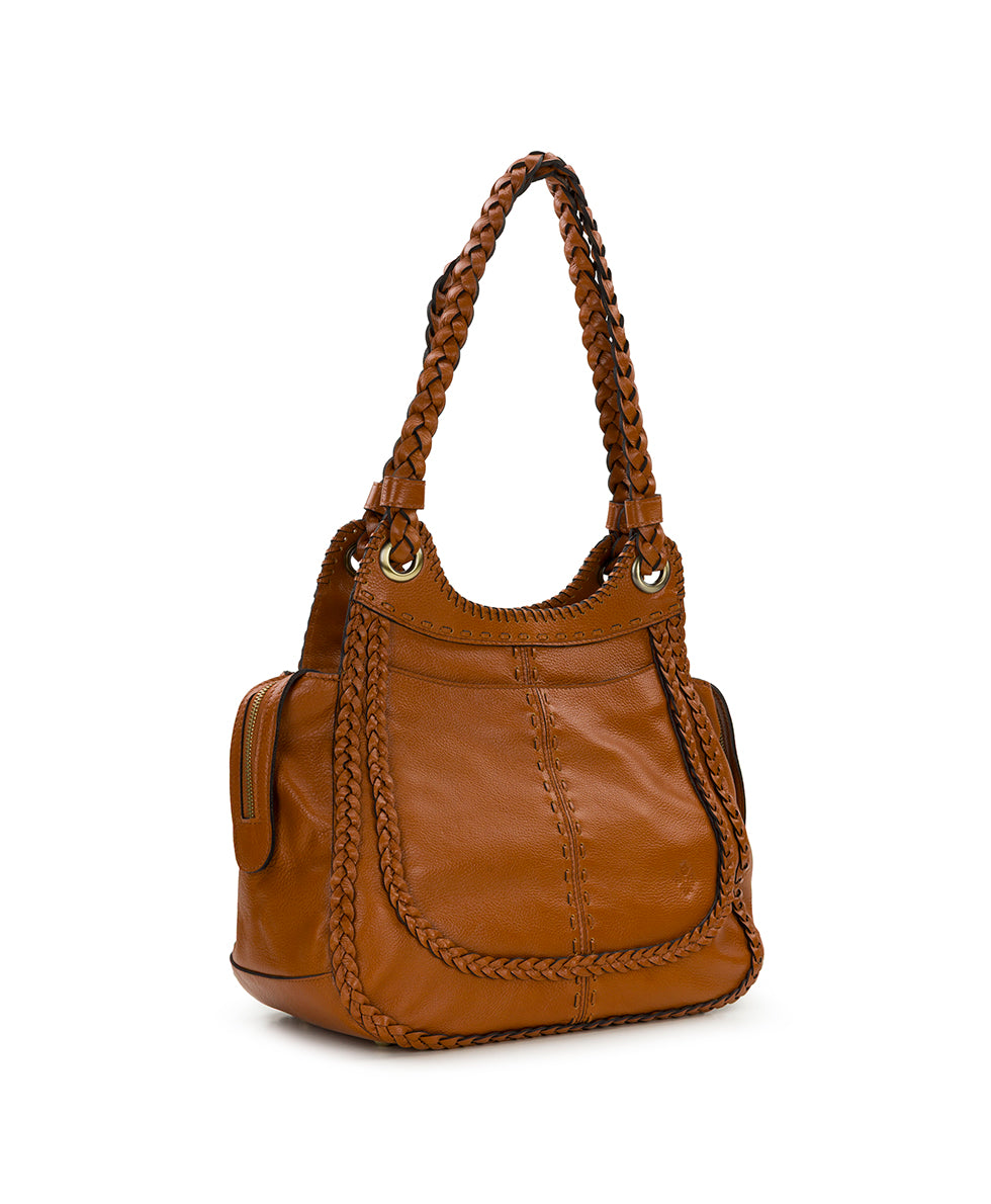 Female - Adria Satchel | Rugged Natural Grain | Cognac - cognac - by Patricia Nash - View 4 of 5