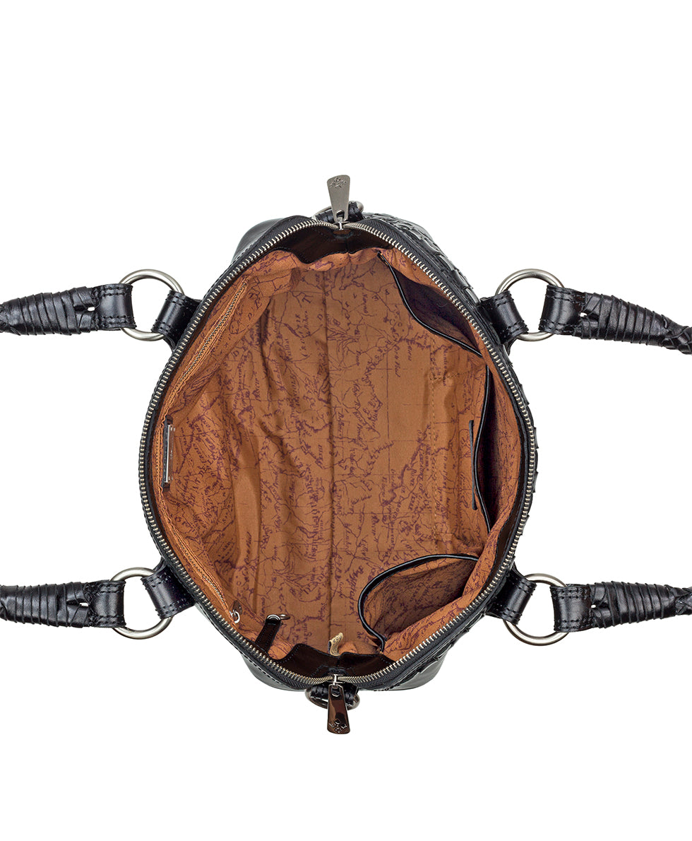 Augusta Satchel - Discovery Collection — Vintage Distressed Woven Leather - black - by Patricia Nash - View 4 of 4