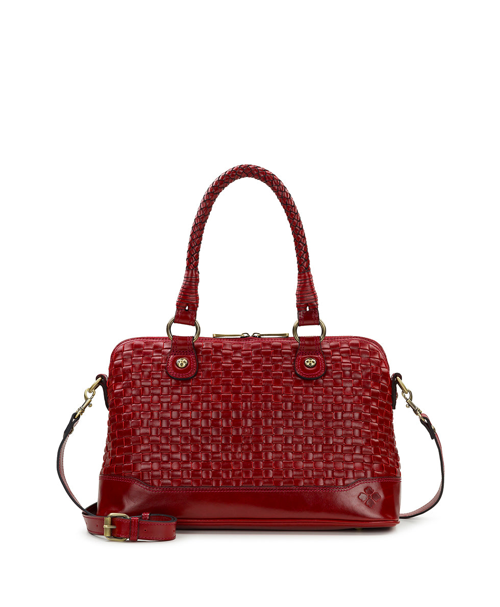 Augusta Satchel - Discovery Collection — Vintage Distressed Woven Leather - ruby red - by Patricia Nash - View 1 of 4