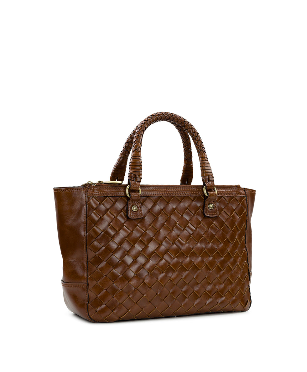 Cortona Tote - Discovery Collection — Vintage Distressed Woven Leather - cognac - by Patricia Nash - View 3 of 4