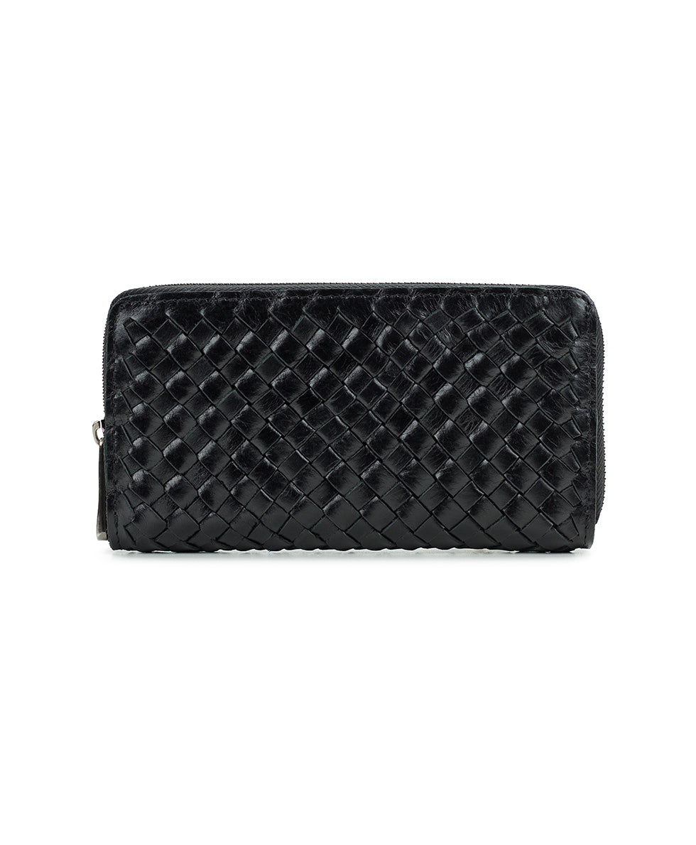 Imperia Wallet - Discovery Collection — Vintage Distressed Woven Leather - black - by Patricia Nash - View 1 of 3