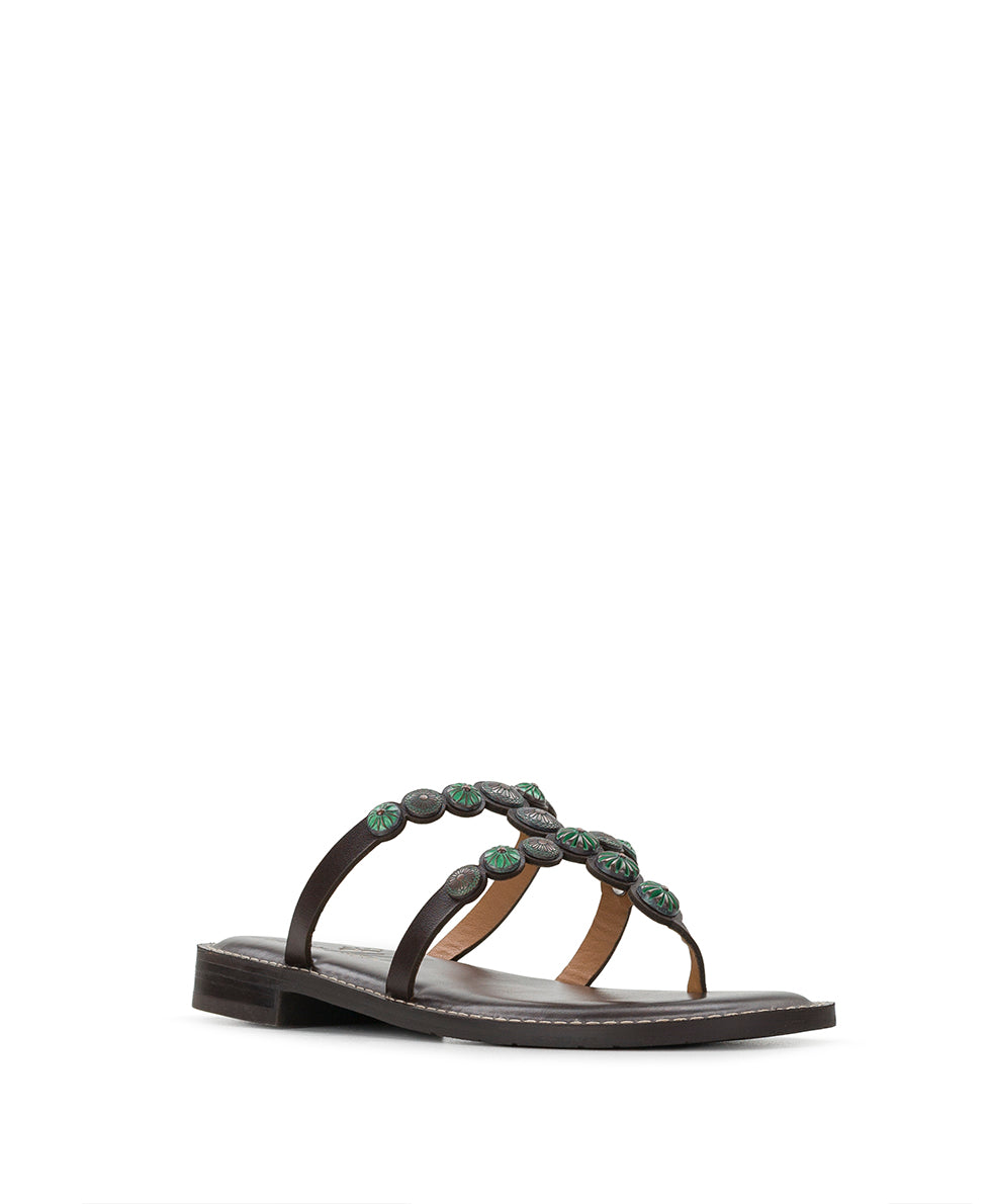 Female - Fiorella Sandals - Studded - Chocolate/Turquoise - by Patricia Nash - View 1 of 6