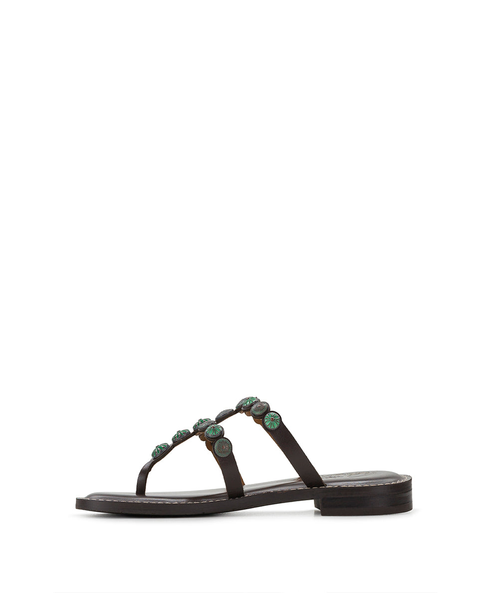 Female - Fiorella Sandals - Studded - Chocolate/Turquoise - by Patricia Nash - View 3 of 6